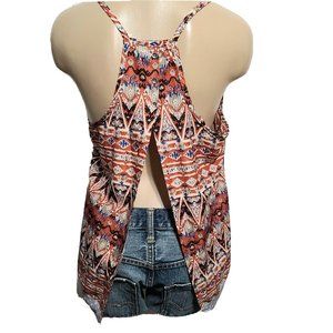 A n M Size Small Peasant Boho Top Open Back